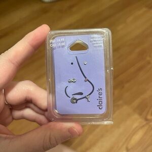 Claire's Nose Stud Set - Silver and Black